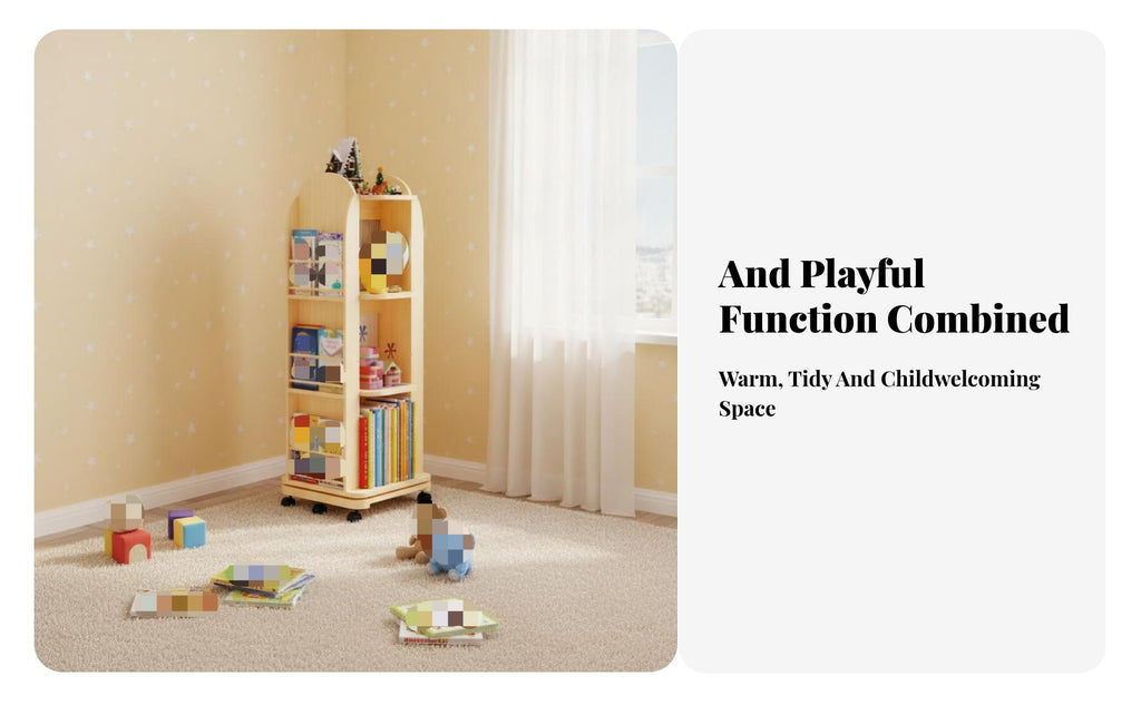 Mobile Rotating Book Rotating Book standDegree Rotation children's Book Storage Unit Space-Saving Double-Sided Reach