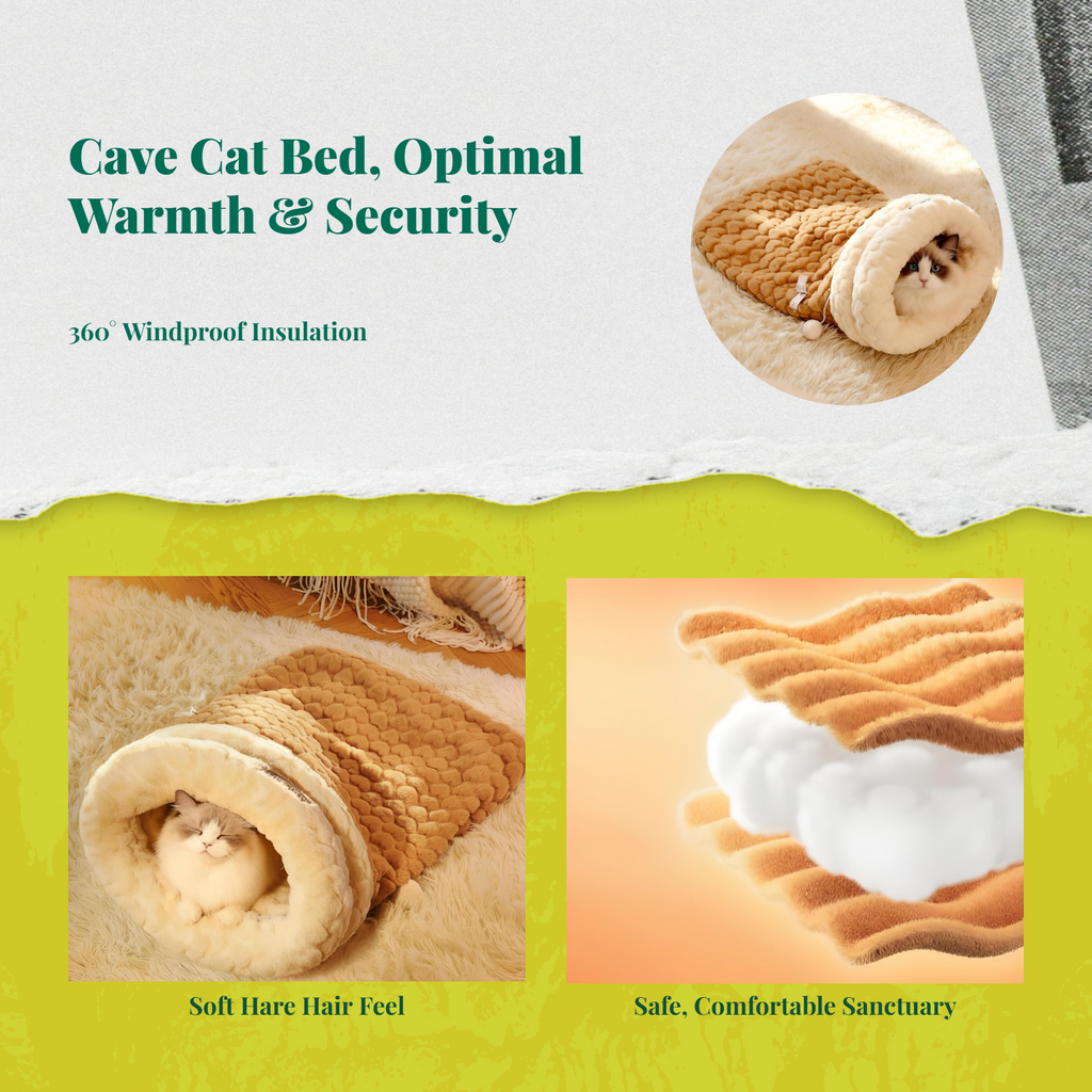 Cat Cave Bed Cozy Indoor Sanctuary Warm Winter Sleeping Bag