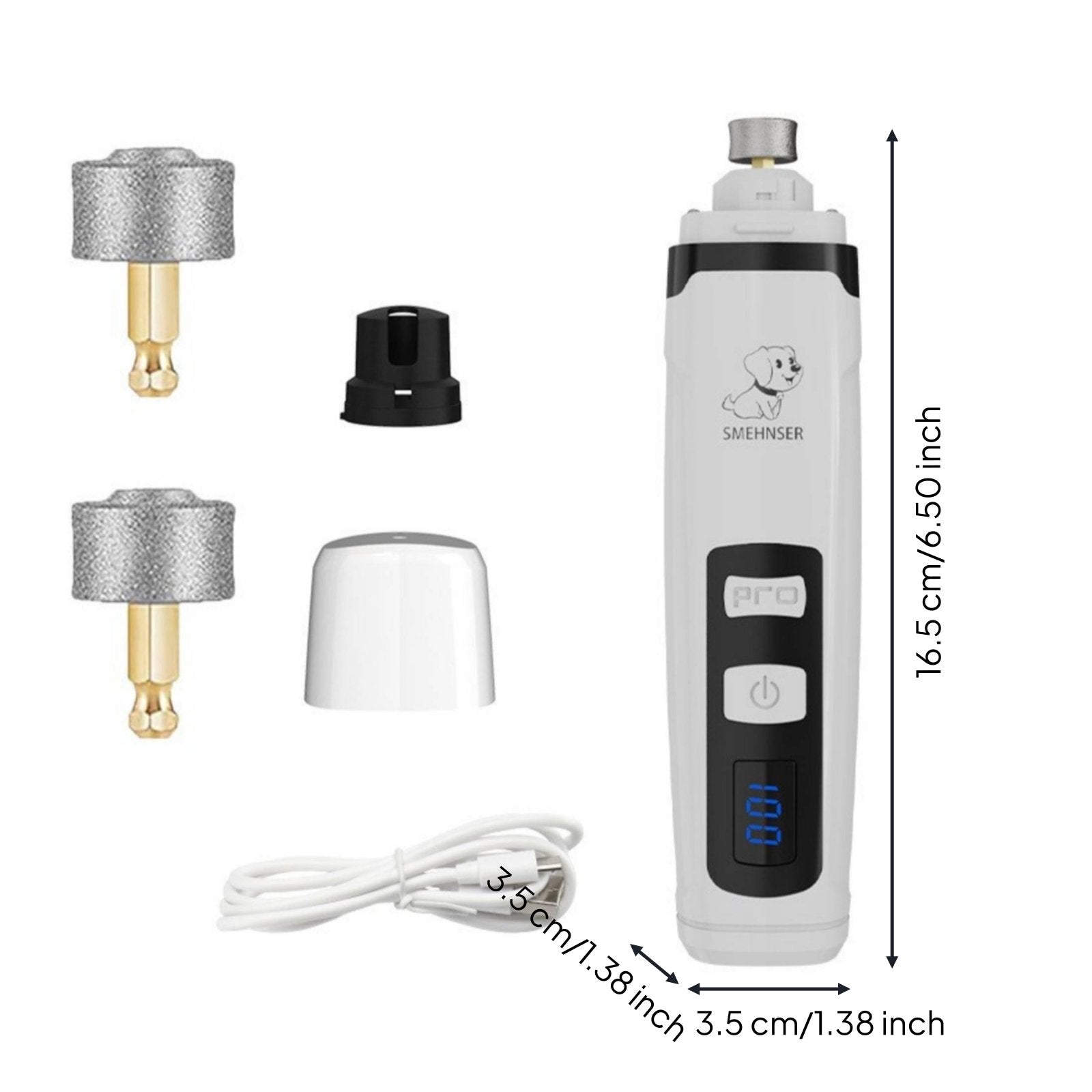 LED Pet Nail Grinder Rechargeable Dog and Feline Nail Grinder Easy to Use