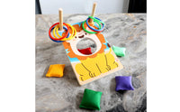 Wooden Hoop Toss Game Cartoon Print Child Play Kit Family Fun for Birthday Party