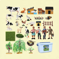45 Pieces Farm Animal Model Set Early Learning Realistic Mini Farm Animal Figures Solid for Kids