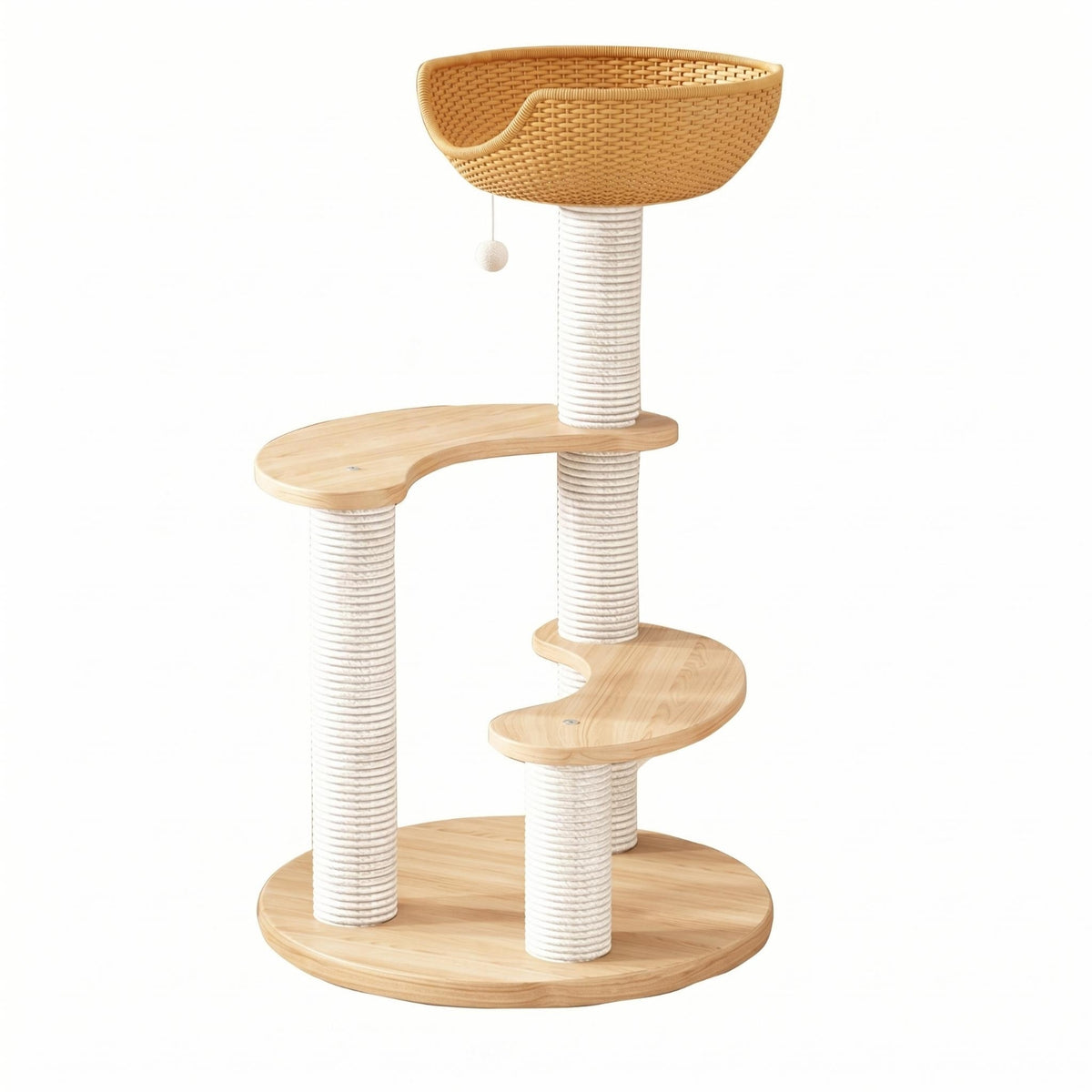 Wooden Feline Tree Curved Ledges Feline Climbing Climber Sturdy and Stable