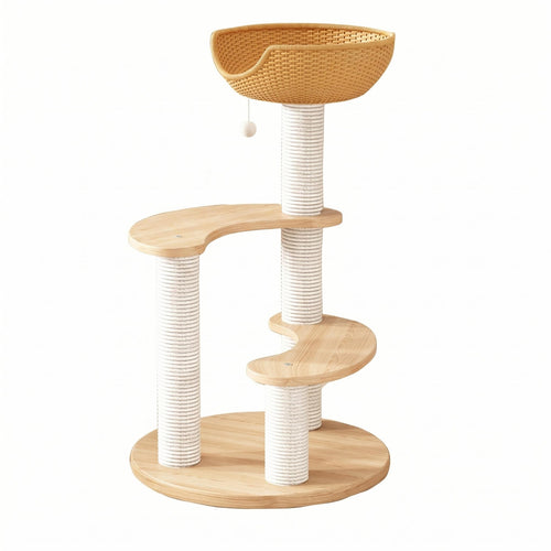 Wooden Feline Tree Curved Ledges Feline Climbing Climber Sturdy and Stable