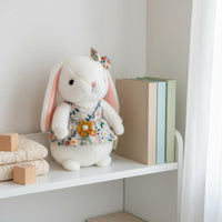 Floral Dress Bunny Doll Toy Ideal Gift Long-Eared Pet Soft Huggable Bunny Stuffed Animal Toy for Girls, Kids, Claw Machine Prize