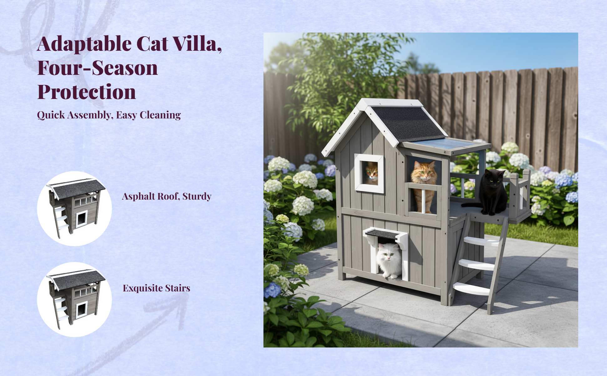 Insulated weatherproof wooden cat house