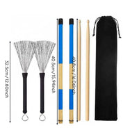 7 Pieces Drum and Brush Set Versatile Sound Options Retractable Wire Drum Brushes Materials 5A Maple Wood Drumsticks for Jazz Artists