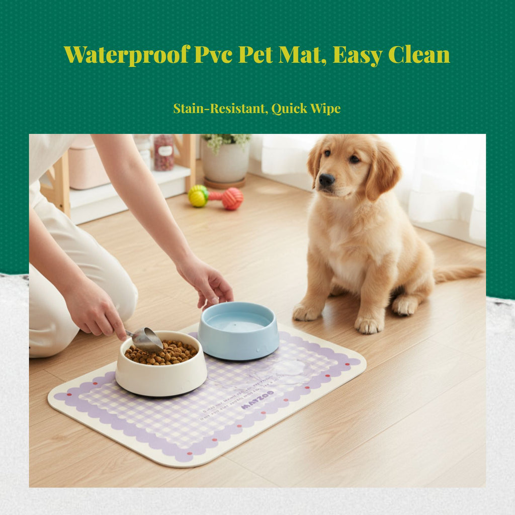 Pet Feeding Mat, Waterproof Placemat, Raised Border, Easy to Clean, Non-Slip, Cat and Dog Bowl Mat
