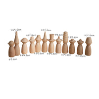 Wooden Peg Doll Decorative Wooden Figurine Polished Edges for Children