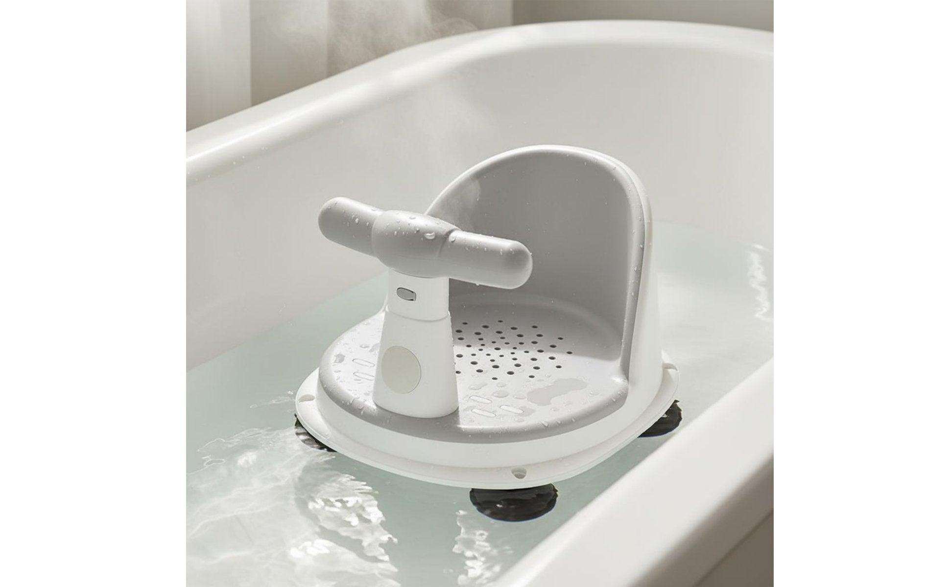 Temperature Sensing Bath Stool Drainage Holes Infant Bathtub Circle for Infants