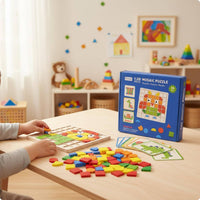 Wooden Mosaic Game Picture Cards Mosaic Tile Matching Game Fine Movement Skills