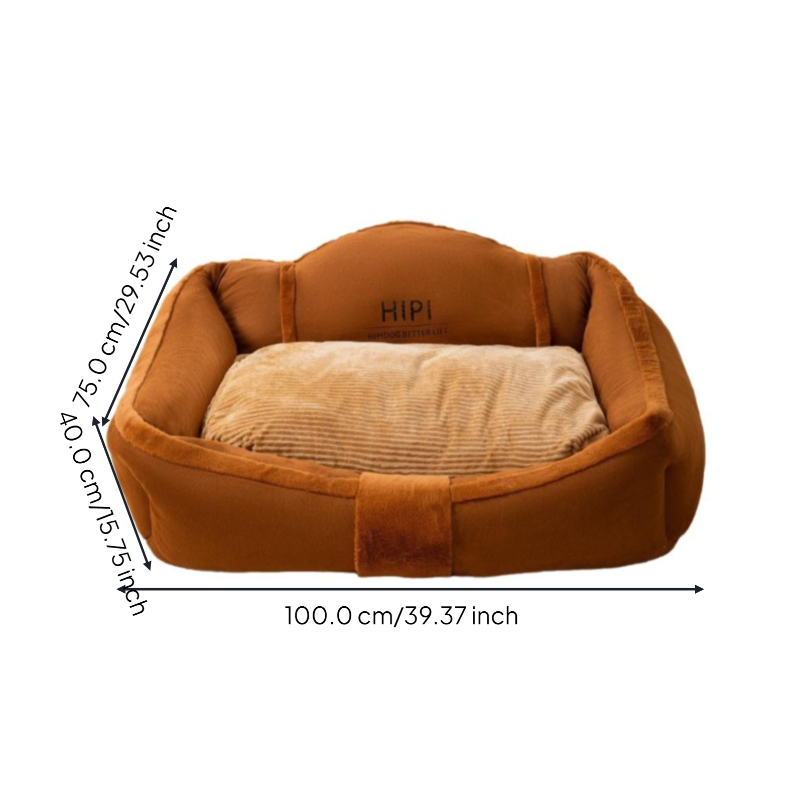 Orthopedic bed for large dogs, washable.
