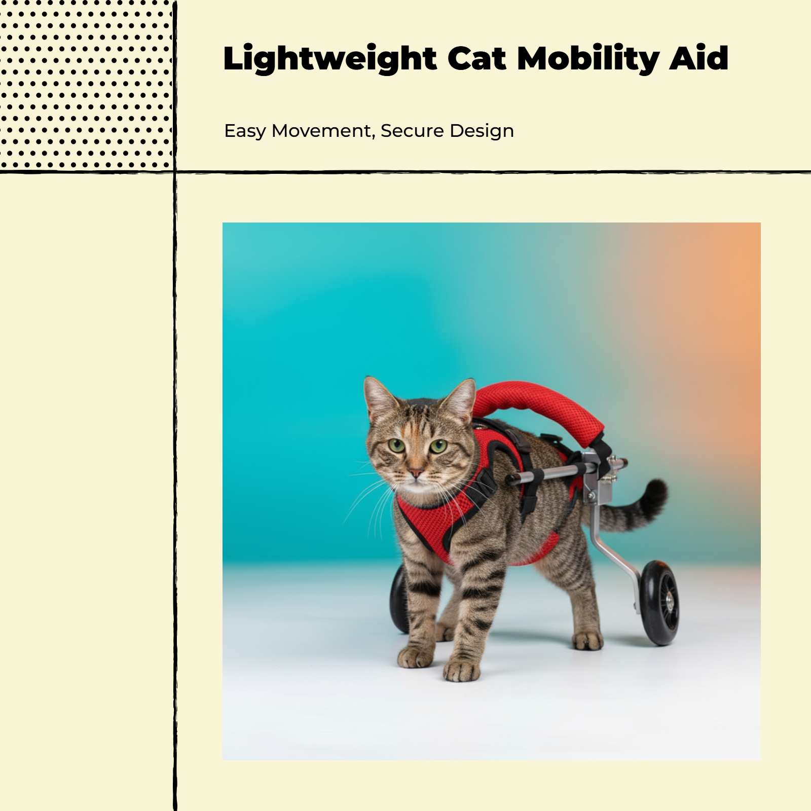 Adjustable wheelchair for disabled cats