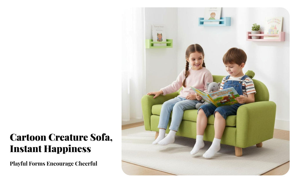 Cute Cartoon Design Fluffy Character Seat Mini Size creatureShaped Armchair Soft and Comfortable children's Sofa Child-Safe for Toddlers, Preschoolers, Parents, Reading Corner, Kindergarten, Playroom, Living Room
