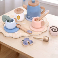 Wooden Tea Party Set Role Play Toy Tea Set Fine Movement Skills for Nursery