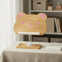 Bamboo Book Stand Multi-Function Adjustable Book Stand Stable Base for Children