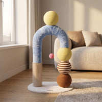 Arched Kitten Scratcher Hanging Ball Pet Furniture Blue