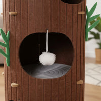 Multi-Level Felt Feline Perch Semi-Enclosed Design Multi-Level Feline Tree