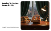 Cat Gathering Music Box, DIY 3D Wooden Model Kit, Rotatable Assembly Model
