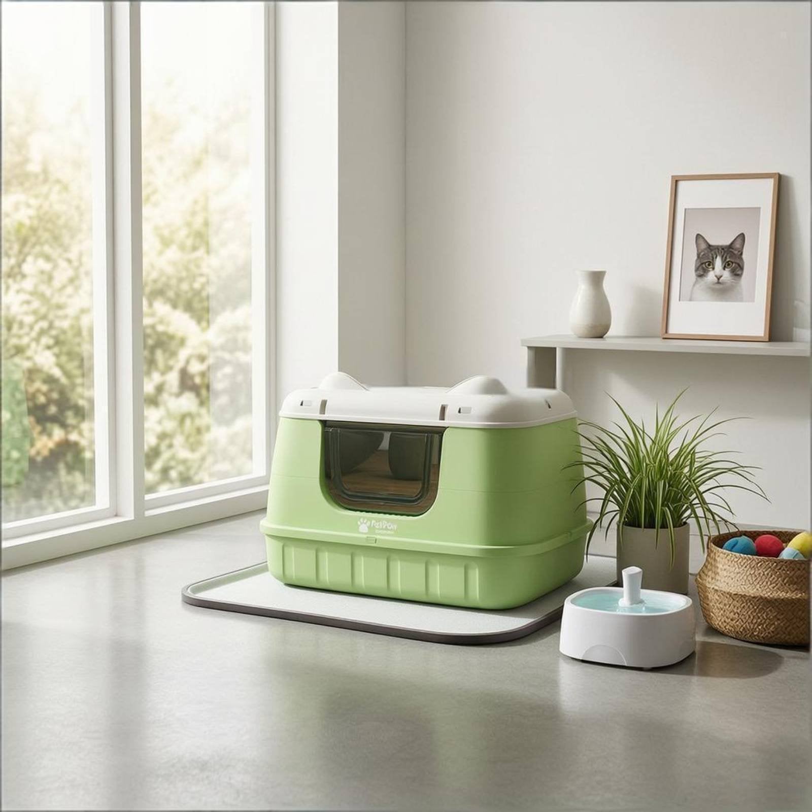 Enclosed Litter Box Privacy Covered Litter Box Odor Control