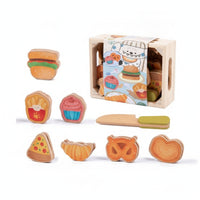 Cartoon Details Wooden Pretend Food Set Children's Kitchen Accessory Toy Portable