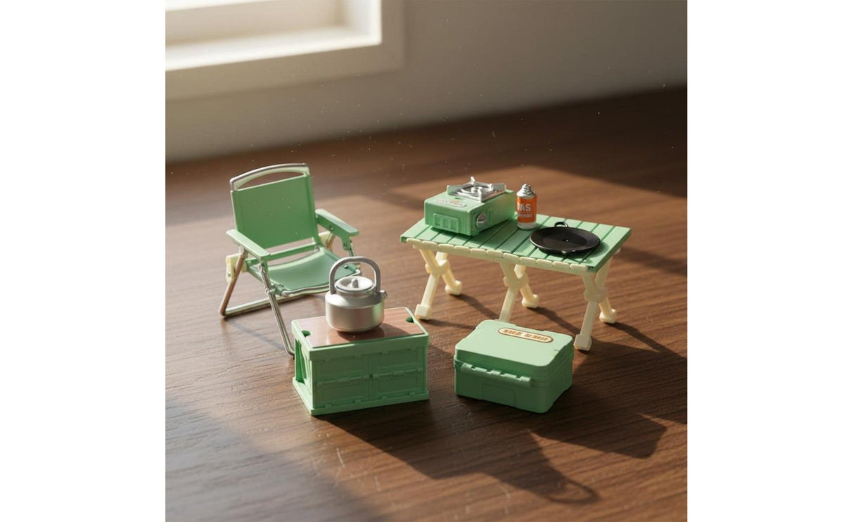 Miniature Camping Furniture Set Desktop Decoration Dollhouse Hiking Furniture Set Creative Scene Building Doll House Decor