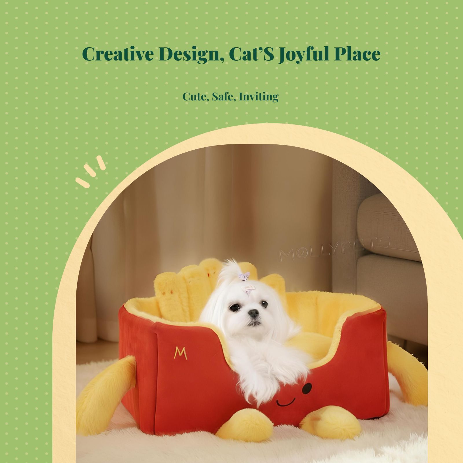 Calming semi-enclosed cat bed