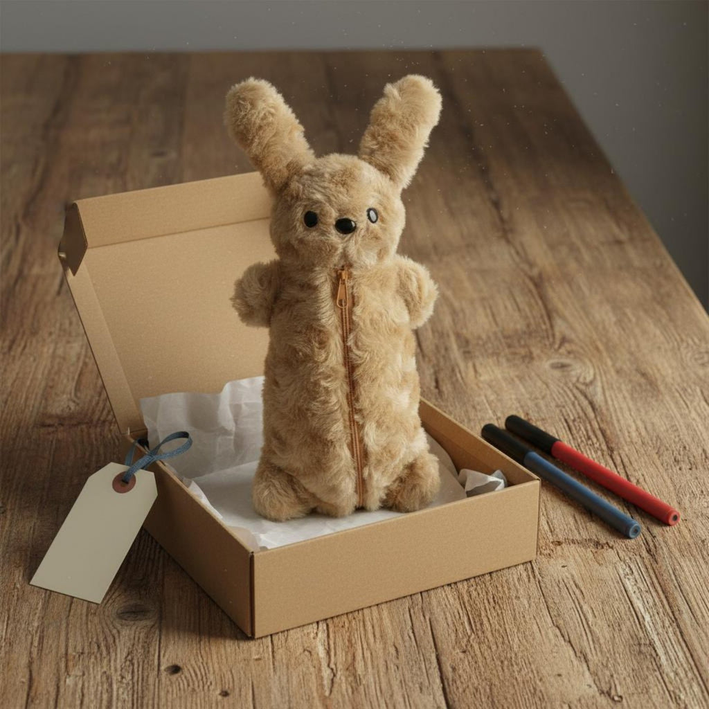 Teddy Dog Writing Instrument Case Portable Fluffy Dog Writing Instrument Pouch