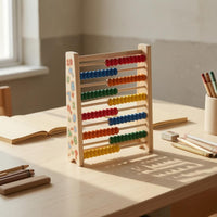Wooden Counting Abacus 10 Rods Wooden Math Frame Printed Numbers