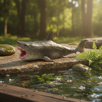 Megalodon Shark Model Detailed Dentition Open Mouth Shark Figurine Gray Black Megalodon Figurine