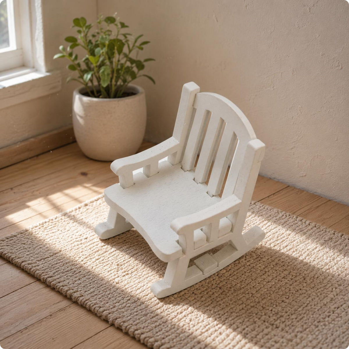 1:12 Scale Chair Slatted Back Wooden Miniature Rocking Chair Decorative
