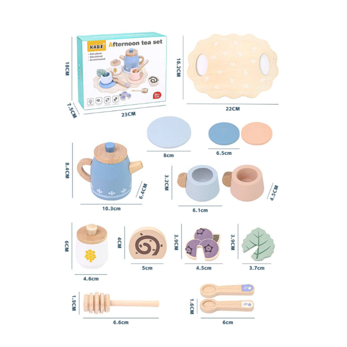 Pretend Afternoon Tea Set Pastoral Design Kids Afternoon Tea Toy Polished Edges