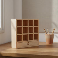 1/12 Scale Dollhouse Cabinet Unfinished 12 Compartment Cabinet Beech Wood