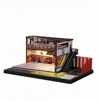 1:64 Warehouse Repair Shop Model Exterior Staircase Warehouse Repair Shop Diorama Parking Area Workshop Display Props