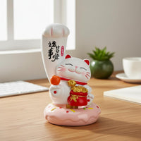 Fortune Feline Figurine Ornament Good Luck Maneki Neko Statue Wealth And