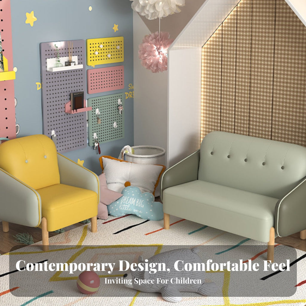 Young Child Two-Seater Sofa Nordic Design 2-Seater childs' Loveseat Easy to Clean Dense Foam for Kindergarten, Daychildcare