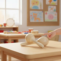 2 Pieces Wooden Maraca Educational Wooden Shaker Clear Shaking Clear-Sound Maracas Maraca Set for Young Children, Kindergarten, Interactive Play