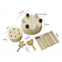 Pretend Cake Set Matte Finish Wooden Birthday Cake Toy Smooth Surface for Display, Children