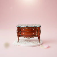 1:12 Scale European Design Miniature Side Cabinet Gold Trimmed Miniature Chest Handcrafted Dollhouse Cabinet for Collectors