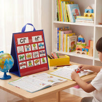 Tabletop Pocket Chart Foldable Double-Sided Pocket Chart Portable Educational Supply for Teachers, Students, Classroom, Homeschooling