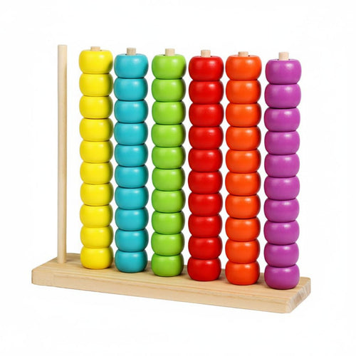 Wooden Bead Stacking Toy Fine Movement Skills Training Rainbow Bead Sorter