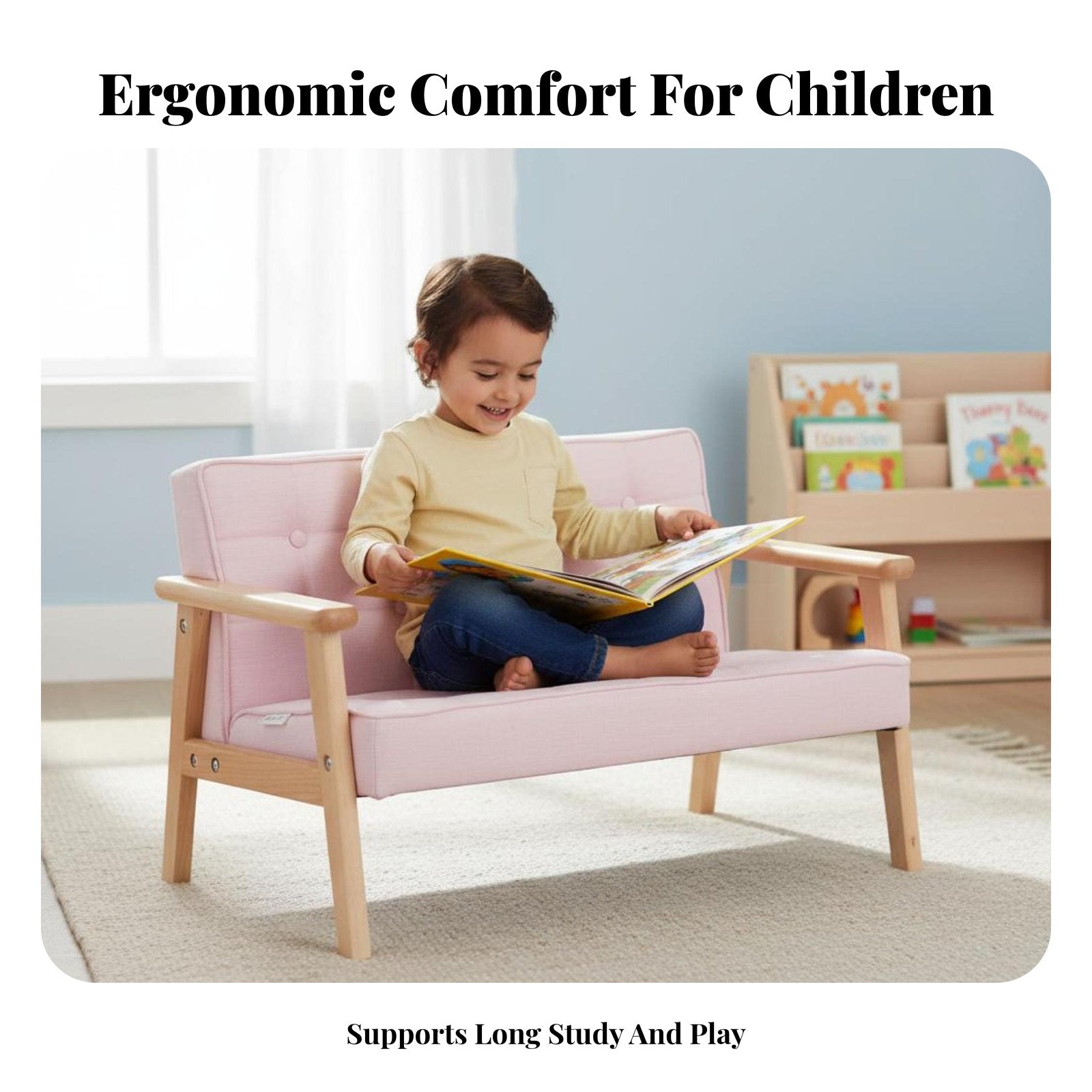 Padded Toddler Chair Solid Wood Frame childs' Sofa Soft and Comfortable