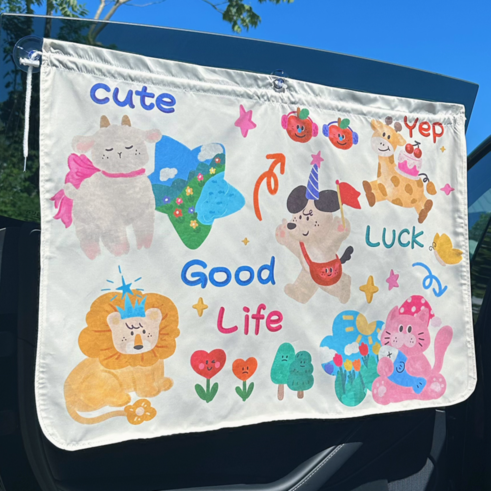 Car Window Shade, Sun Protection Sun Shield, Privacy Cover, Cartoon Pattern, Infant, Universal Fit, Easy to Install