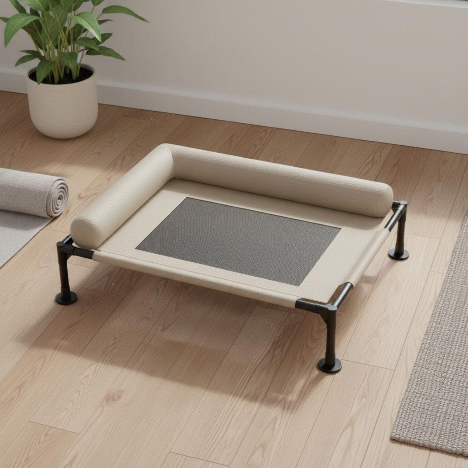 Elevated Dog Bed Easy to Clean Raised Pet Cot Sturdy Metal Frame for Outdoor
