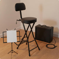 Guitar Chair with Backrest Foldable Folding Musician Chair Adjustable for Studio