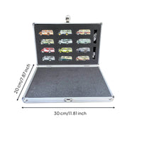 12 Pieces 1/110 Scale Bus Model Realistic Details Mini Bus Model Display Case with aluminum storage case for Collectors