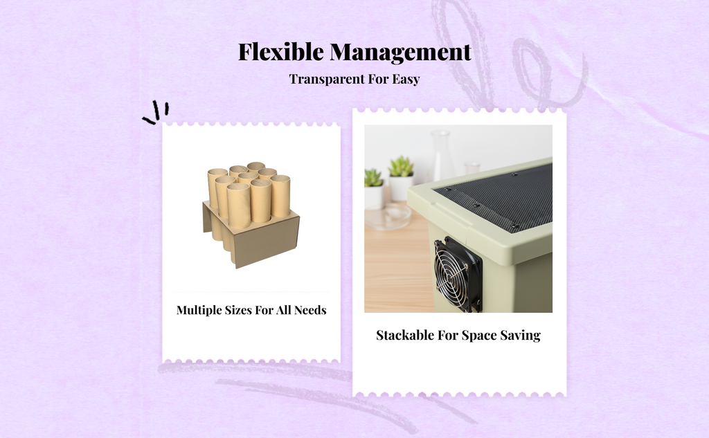 Ventilated box for cricket breeding.