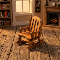 1:12 Scale Chair Slatted Back Wooden Miniature Rocking Chair Decorative