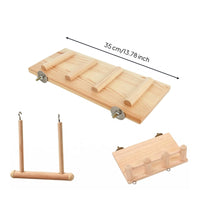 3 Pieces Bird Cage Accessory Set Wooden Bird Swing Easy to Install Parrot Climbing Ladder for Parrots
