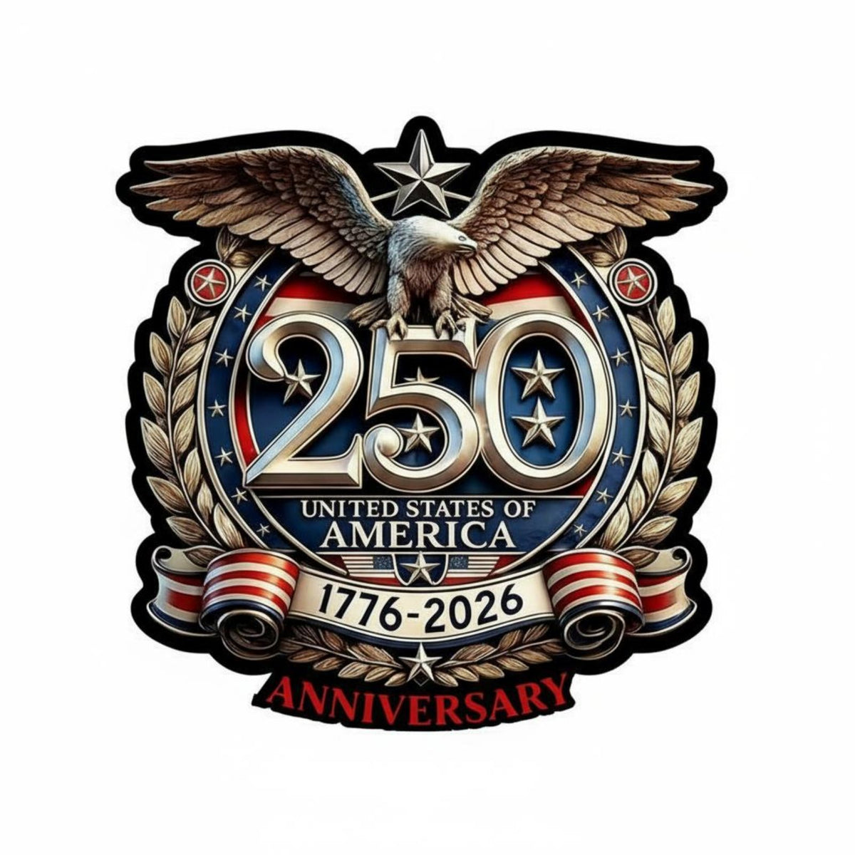 250th Anniversary Car Sticker Weatherproof car Window Decal Weather Resistant American Flag Eagle Decal for Nationalists, Veterans