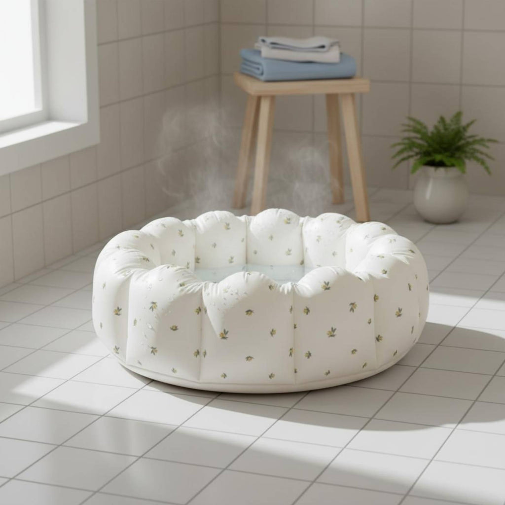 Inflatable Baby Bath Pool Floral Print Inflatable Bathtub Home Use